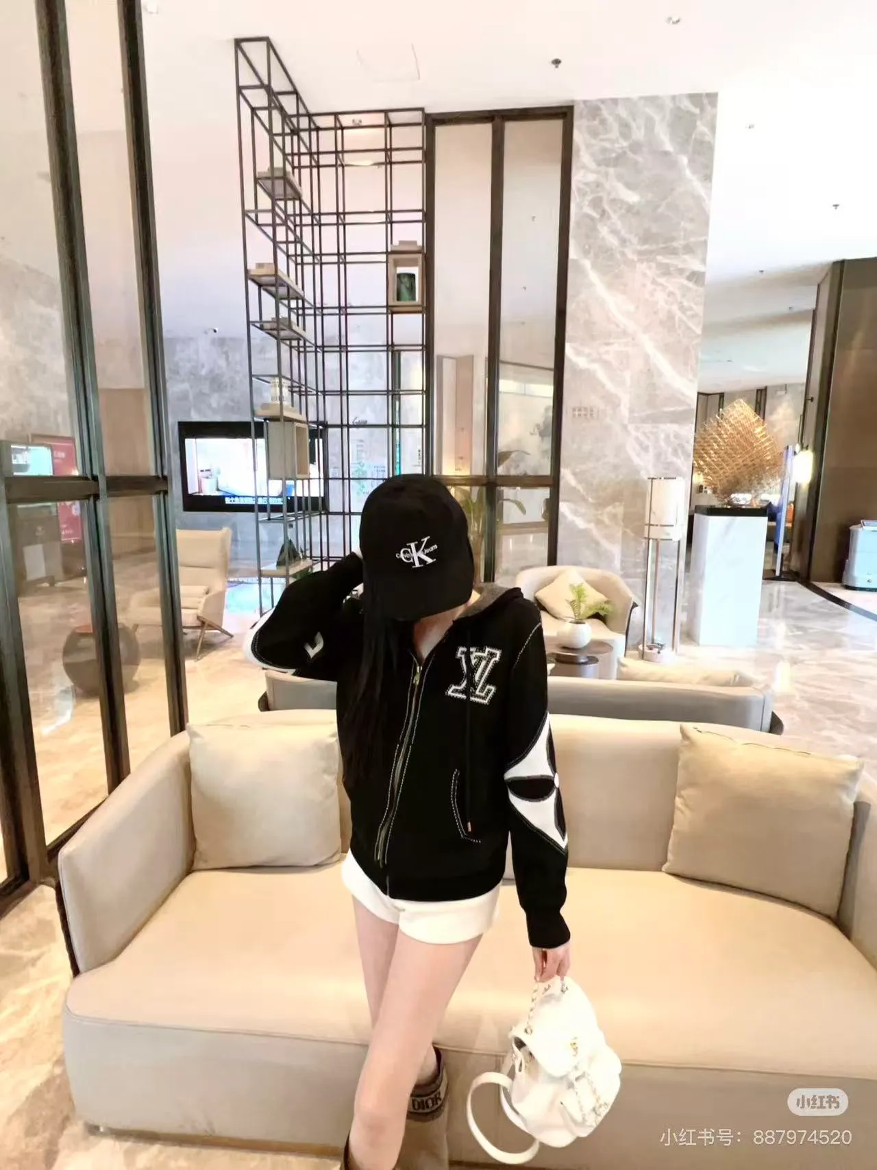 Louis Vuitton/Louis Vuitton old flower intarsia zipper knitted hooded jacket